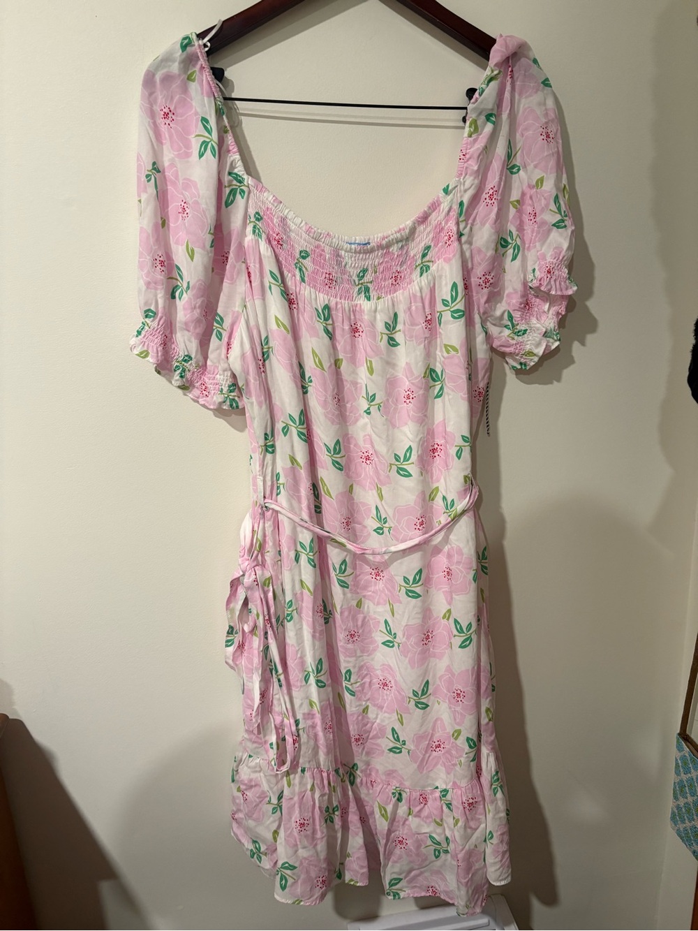Floral Draper James Puff-Sleeve Midi Dress in Pink